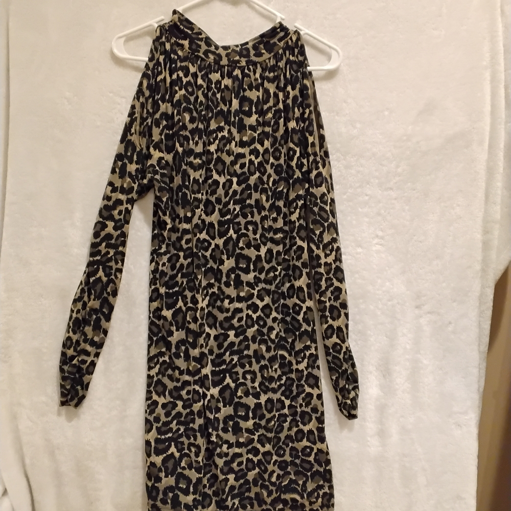 Michael Kors Animal Print Long Sleeve Dress